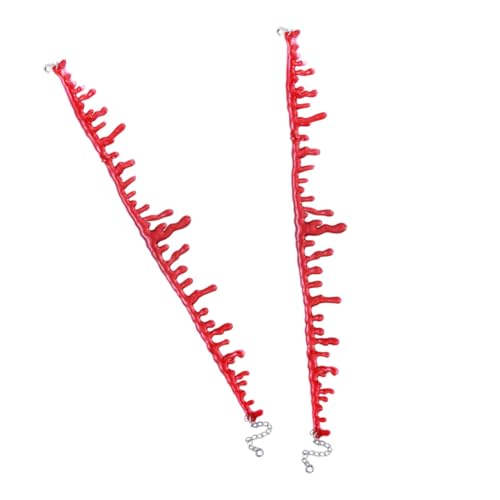 HAWILLOSCH 4 Stück Teiliges Gothic Halloween Make Up Halskette in Rot Handgefertigte Blutflecken Designs für Party Ball und Kostüm Auffälliger Schmuck für Besondere Anlässe von HAWILLOSCH