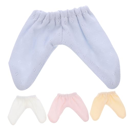 HAWILLOSCH 4 Stück Teiliges Puppenhosen Weichem Stoff Austauschbare Leggings für Babypuppen Bequem und Langlebig in Weiß Gelb und Blau Einfach Anzuziehen als Puppenzubehör von HAWILLOSCH