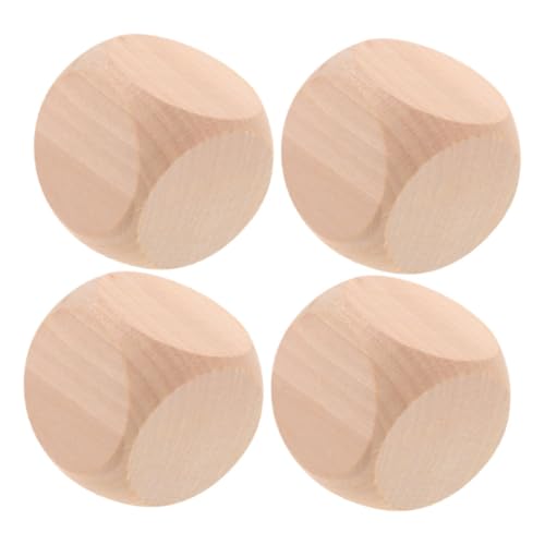 HAWILLOSCH 4 Stück unfertige Leere Würfel Jumbo überdimensioniert unfertige Holzwürfel Unvollendete DIY-Würfel aus Holz Würfelzubehör Blanko-DIY-Würfel aus Holz Leere Blöcke von HAWILLOSCH