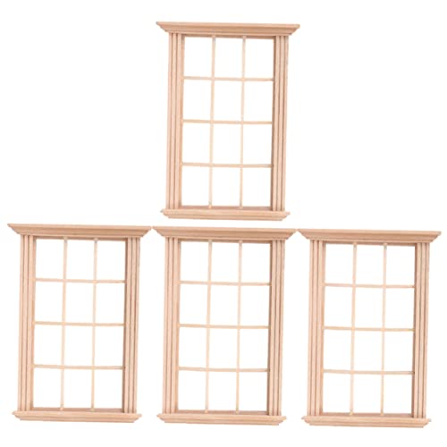 HAWILLOSCH 4stücke Miniaturfenster Modell Holzfenster Für Puppenhaus Zubehör Für Spielzeug Puppenstube Und Wohnaccessoires Realistische Innenraumdekoration von HAWILLOSCH