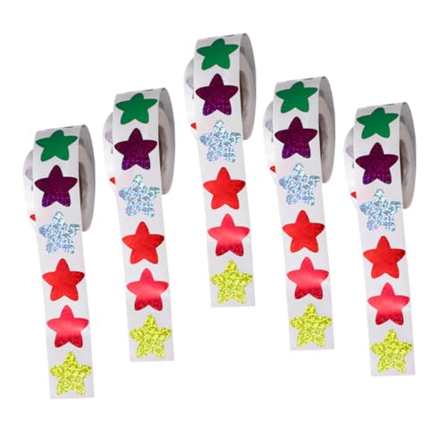 HAWILLOSCH Sternaufkleber 5 Rollen winzige Aufkleber lustige Selbstklebende Belohnungsaufkleber für Jungen und Mädchen Motivationstools für das Klassenzimmer von HAWILLOSCH