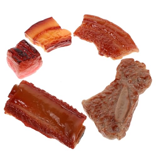 HAWILLOSCH 5 Stück Geschmorte Schweinefleisch Ornamente Realistisches Schweinefleisch Simulations Schweinefleisch Modell Schweinefleisch Imitation Lebensechte Schweinefleisch von HAWILLOSCH