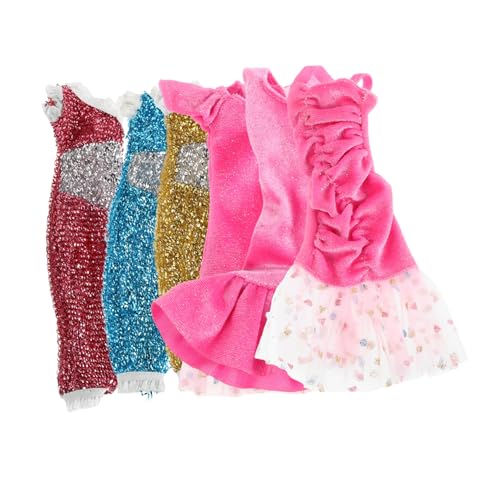HAWILLOSCH 6 STK Babydoll-Kleid Mit Pailletten Formelles Kleid Mit Einer Schulter Puppenkleid Für Mädchen Glitzer-Prinzessin-kostümrock Brautjungfer Eins Partykleid Kleid Sommer Polyester von HAWILLOSCH