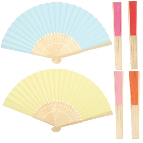 HAWILLOSCH 6 Stück Faltbare Handfächer aus Papier und DIY Malvorlagen Leichte Handfächer in Candy Farben für Partygeschenke Tanz Hochzeit und Dekoration von HAWILLOSCH