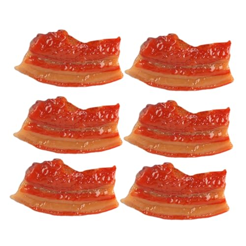 HAWILLOSCH 6 Stück Simuliertes Schweinebauchfleischspiel sehen Sie Küchenfutter vorgeben Mini gefälschtes Lebensmittelmodell Fotografie Fleischmodell Harz von HAWILLOSCH