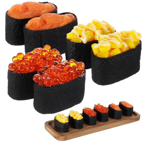 HAWILLOSCH 6 Stück Teiliges Realistische Sushi Modelle aus Detailgetreue Onigiri Nachbildung für Dekoration Leicht und Handlich für Tischdeko Fotorequisiten und Schaufenster Lebensechte HAWILLOSCH 6 Stück Teiliges Realistische Sushi Modelle aus Detailgetreue Onigiri Nachbildung für Dekoration Leicht und Handlich für Tischdeko Fotorequisiten und Schaufenster Lebensechte von HAWILLOSCH
