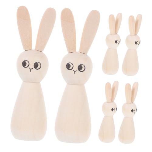 HAWILLOSCH 6pcs Ostern Holz Kaninchenkleiderpuppen Unbemalt Für DIY Craft Nature Wood Bunny Figuren Für Heim- Und Partydekorationen HAWILLOSCH 6pcs Ostern Holz Kaninchenkleiderpuppen Unbemalt Für DIY Craft Nature Wood Bunny Figuren Für Heim- Und Partydekorationen von HAWILLOSCH