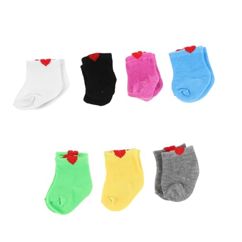 HAWILLOSCH 7 Paare Puppensocken für American Doll Weiche Söckchen Passend für Puppenkleidung und Rollenspiel Vielseitiges für Kleinkinder Mädchen Langlebiges Material von HAWILLOSCH