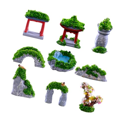 HAWILLOSCH 9 Stück Teiliges Miniatur Antiker Gebäude Mikro Landschaftsdekoration Detailreiche Mini Bausätze für Modellbau und Feengarten Geeignet für Diorama Garten und Bastelprojekte von HAWILLOSCH