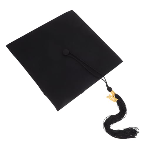 HAWILLOSCH Abschlusskappe Für Erwachsene 2025 Schwarze Polyesterkappe Mit Quaste Unverzichtbare Foto-requisiten-dekoration Für Die College-abschlusssaison von HAWILLOSCH