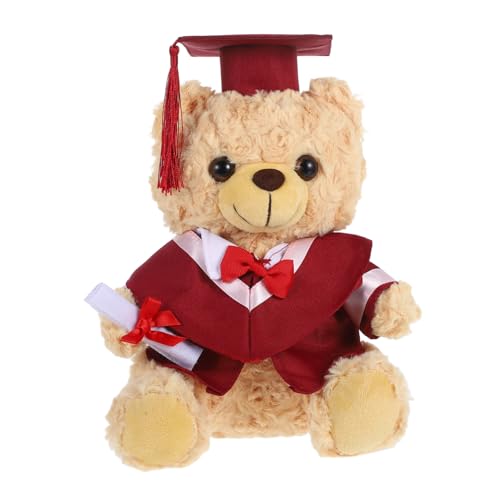 HAWILLOSCH Abschlussbär Plüsch Gefülltem Bär Mit Cap Diploma Abschluss Gefüllt Plüsch Tierpuppen Für Die Klasse Von 2025 Abschlussfeier Rot von HAWILLOSCH