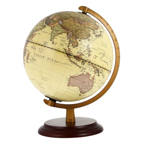 HAWILLOSCH Antiker Tischglobus Weltkugel- Karte Erdkugeldekor aufblasbarer Globen der Erde Tischdekoration mit Büro- - Globe Decor Lehrmittel PVC Khaki von HAWILLOSCH