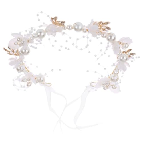 HAWILLOSCH Blumen Perlen Haarreif Hochzeits Kopfschmuck Leichtes Langlebiges Stirnband für Mädchen und Frauen Weicher Komfortabler Haarschmuck für Geburtstag Party und Familienfoto von HAWILLOSCH