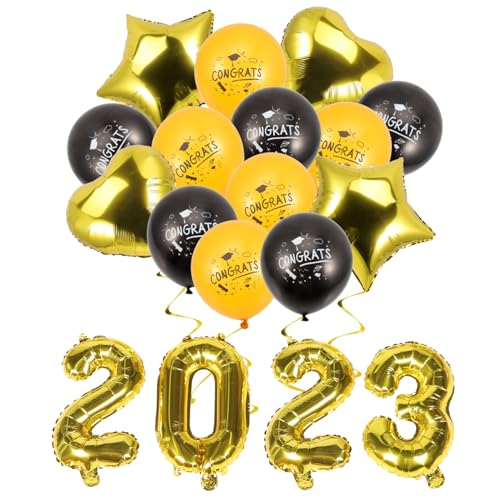 HAWILLOSCH Graduation Party Ballons Abschlussfeier Dekorationen mit Goldenen und Schwarzen Folienballons Teilig für Abitur Klasse Party Zubehör für Schule und Feier HAWILLOSCH Graduation Party Ballons Abschlussfeier Dekorationen mit Goldenen und Schwarzen Folienballons Teilig für Abitur Klasse Party Zubehör für Schule und Feier von HAWILLOSCH