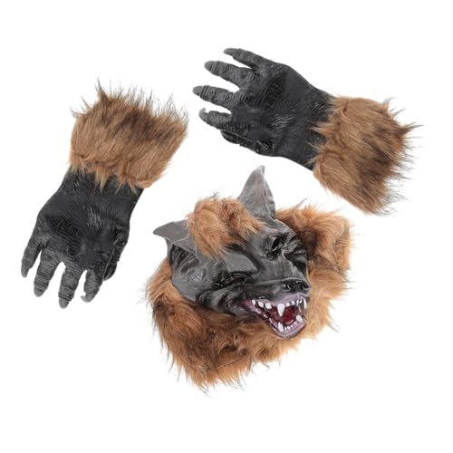 HAWILLOSCH Halloween Werwolf Maske und Krallenhandschuhe für Erwachsene Gruseliges Halloween Cosplay Zubehör Realistische Tierkopf Maske mit Handschuhen für Kostümparty und Verkleidung HAWILLOSCH Halloween Werwolf Maske und Krallenhandschuhe für Erwachsene Gruseliges Halloween Cosplay Zubehör Realistische Tierkopf Maske mit Handschuhen für Kostümparty und Verkleidung von HAWILLOSCH