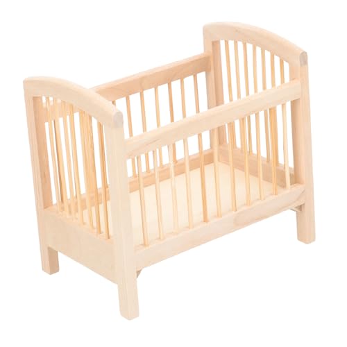 HAWILLOSCH Holzpuppenbett für Puppenhaus Scale Crib Holz Krippendekoration Kinderspielzeug für Kreative Rollenspiele für Sammler HAWILLOSCH Holzpuppenbett für Puppenhaus Scale Crib Holz Krippendekoration Kinderspielzeug für Kreative Rollenspiele für Sammler von HAWILLOSCH