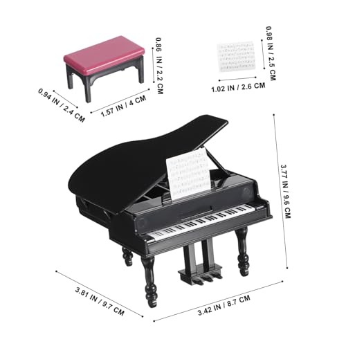 HAWILLOSCH Miniatur Puppenhaus Klavier mit Hocker Material Langlebige Miniatur Musikinstrument Deko für Puppenhaus Zimmer Leichtes Detailreiches für Kleine Szenen und Fotorequisiten von HAWILLOSCH