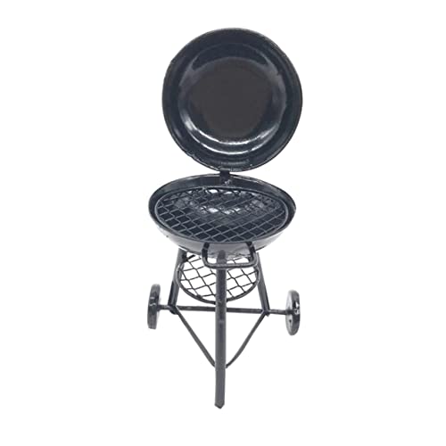 HAWILLOSCH Miniatur Runder Grill aus Mini BBQ Modell Puppenhaus Zubehör Outdoor Camping Dekoration Detailreiches Puppenhaus Grillgerät von HAWILLOSCH