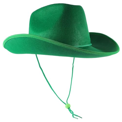 HAWILLOSCH Party-cowboy-hut Cowboyhut Aus Filz Damen Blau Cowboyhüte Für Männer Erwachsene Farbig Junggesellin Fall Westliche Hüte Western Kuh Kostüm Rand Frauen-cowgirl-hut Stoff Green von HAWILLOSCH