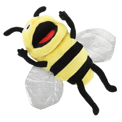 HAWILLOSCH Plüsch Bienen Handpuppe Kuscheltier Bee Stofftier Handspielzeug Interaktives Puppentheater für Motorik Kommunikation und Fantasie von HAWILLOSCH