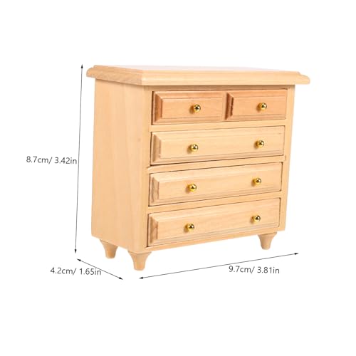 HAWILLOSCH Puppenhaus Möbel Schubladenschrank Mini Side Cabinet für Wohnzimmer Schlafzimmer Miniaturmöbel Puppenhaus Zubehör Langlebig und Detailreich Gestaltet von HAWILLOSCH