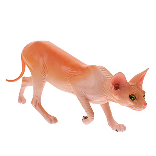 HAWILLOSCH Katzenskulptur Sphynx Katzenfigur aus Kunststoff für Kinder Dekoration Realistische Haarlose Katze Süße Schreibtischornament für Zuhause Lernspielzeug von HAWILLOSCH