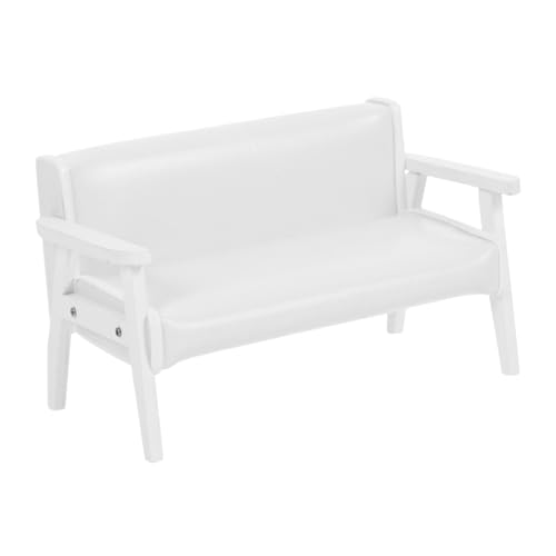 HAWILLOSCH Weiße Miniaturmöbel Realistische Mini Holzsofa für Puppenhaus Dekoration von HAWILLOSCH