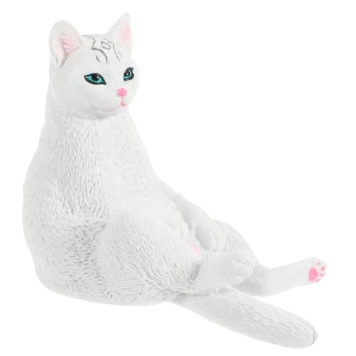 HAWILLOSCH Katze Figur Ornament Simulation Weiße Katze Modell Kätzchen Figur Spielzeug Desktop Dekoration von HAWILLOSCH