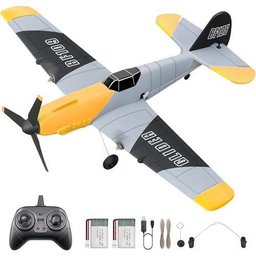 HAWK'S WORK 3-Kanal-RC-Flugzeug BF-109, Ferngesteuertes Flugzeug, flugbereit, 2.4GHz 6-Achsen Gyro Stabilisator, Einfach zu fliegen für Kinder und Anfänger von HAWK'S WORK