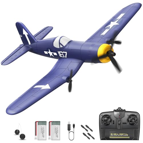 HAWK'S WORK 3-Kanal RC-Flugzeug F4U Corsair, Ferngesteuerter Warbird, Flugfertig, 2.4GHz 6-Achsen Gyro-Stabilisator, Einfach zu Fliegen für Kinder und Anfänger von HAWK'S WORK