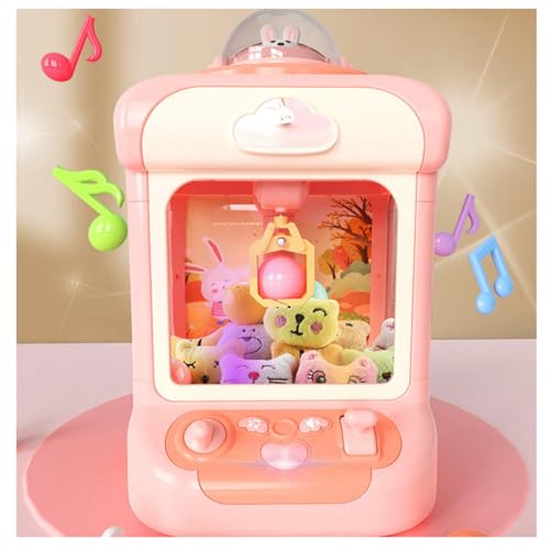 HAZARA Mini Verkaufsautomaten, Mit 20 Mini PlüSchtieren Und 10 Gashapons Elektronische Klauenmaschine Toy FüR Spiel Klauenmaschine Als Geschenk, Einstellbare Sounds Und Musik,Pink von HAZARA