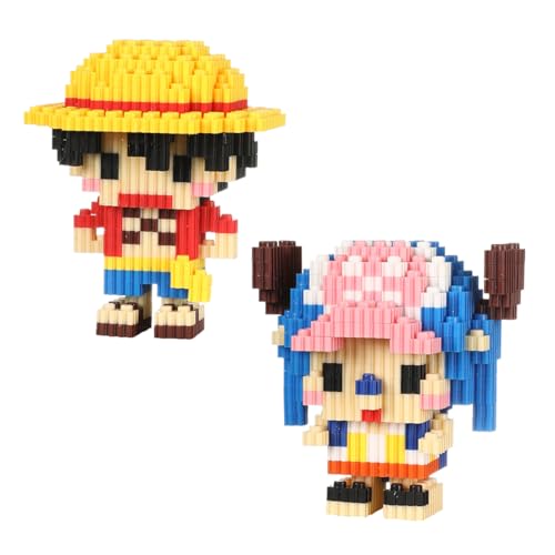 HAZMA One Piece Bausteine Micro Building Blöcke, 2 Stück Diamant Mini Blocks, 3D-Modell One Piece Mini Bausteine Spielzeug Spaß Nano Ziegelstein Bauklötze Satz Geschenk Für Kinder(2Form,A) von HAZMA