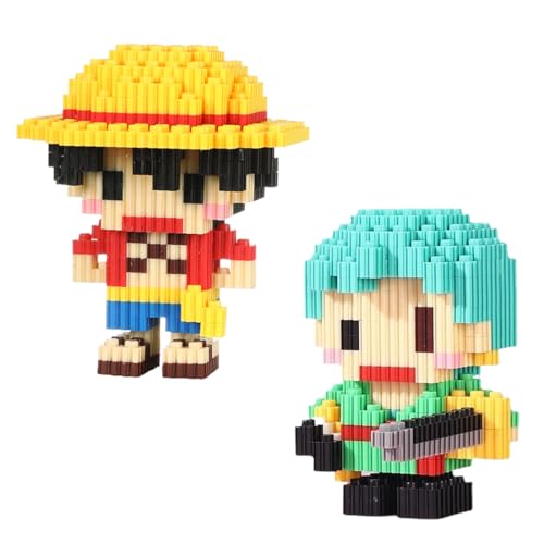 HAZMA One Piece Bausteine Micro Building Blöcke, 2 Stück Diamant Mini Blocks, 3D-Modell One Piece Mini Bausteine Spielzeug Spaß Nano Ziegelstein Bauklötze Satz Geschenk Für Kinder(2Form,B) von HAZMA