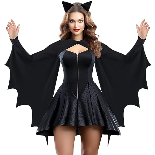 HB HBB MAGIC Halloween-Fledermaus-Kostüm für Damen 2025 – Fledermaus-Kostüm für Erwachsene, Damen, Flügel, Übergröße, schwarze Ärmel, mit Ohren, Stirnband, Zubehör, Größe L/XL HB HBB MAGIC Halloween-Fledermaus-Kostüm für Damen 2025 – Fledermaus-Kostüm für Erwachsene, Damen, Flügel, Übergröße, schwarze Ärmel, mit Ohren, Stirnband, Zubehör, Größe L/XL von HB HBB MAGIC