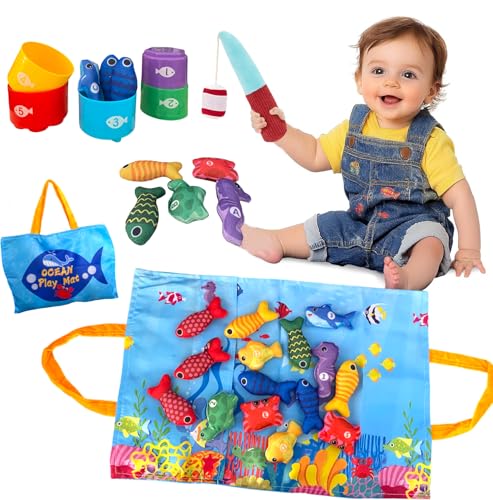 HB.YE Spielzeug Angelspiel Baby Spielzeug Kinderspielzeug Fische Angeln Spiel aus Stoff, Montessori Spielzeug, Lernspiele Motorikspielzeug Lernspielzeug Kleine Geschenke für Babys Jungen Mädchen HB.YE Spielzeug Angelspiel Baby Spielzeug Kinderspielzeug Fische Angeln Spiel aus Stoff, Montessori Spielzeug, Lernspiele Motorikspielzeug Lernspielzeug Kleine Geschenke für Babys Jungen Mädchen von HB.YE