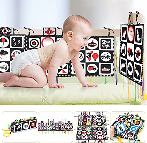 HB.YE Stoffbuch Baby Montessori Spielzeug Schwarz Weiß Buch Kontrast Stoffbücher,Wahrnehmungs-Lernspielzeug,Geschenke für Babys von HB.YE