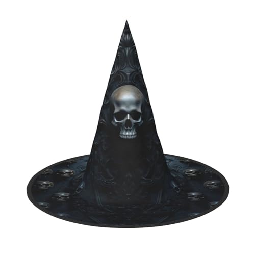 Faltbare Gothic-Tapete, Totenkopf-Druck, Halloween-Hut, Unisex-Kopfbedeckung für Party, Maskerade, Karneval, Fasching von HBDVHZ