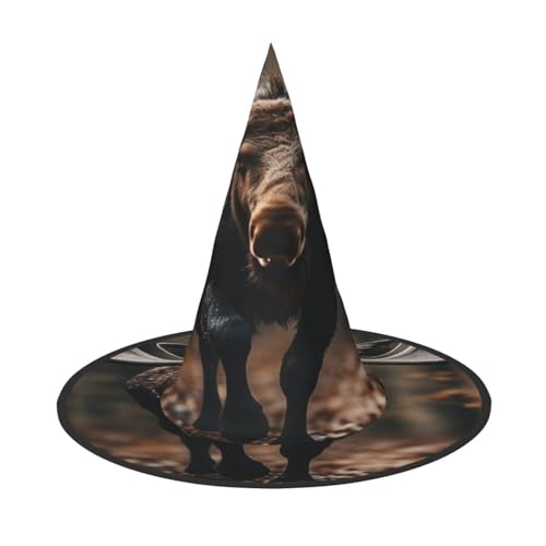 Faltbarer Halloween-Hut mit Elch- und Hirsch-Druck, Unisex-Kopfbedeckung für Party, Maskerade, Karneval, Fasching von HBDVHZ