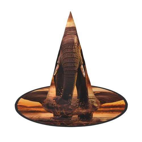 Faltbarer Halloween-Hut mit Elefanten-Druck, Unisex-Kopfbedeckung für Party, Maskerade, Karneval, Fasching von HBDVHZ
