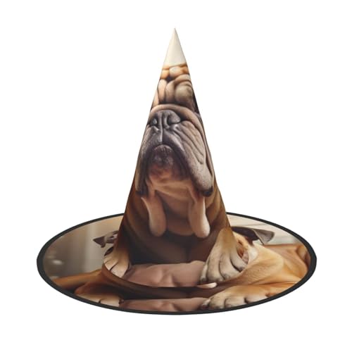 Faltbarer Halloween-Hut mit englischen Bulldoggen, Unisex-Kopfbedeckung für Party, Maskerade, Karneval, Fasching von HBDVHZ