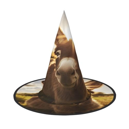 Faltbarer Halloween-Hut mit niedlichem Esel-Druck, Unisex-Kopfbedeckung für Party, Maskerade, Karneval, Fasching von HBDVHZ