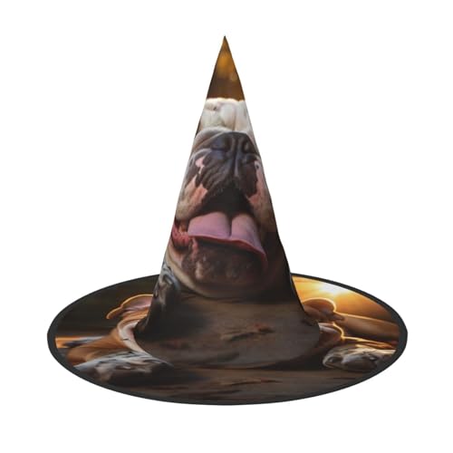 Faltbarer lustiger Halloween-Hut mit englischer Bulldogge, Unisex-Kopfbedeckung für Party, Maskerade, Karneval, Fasching von HBDVHZ