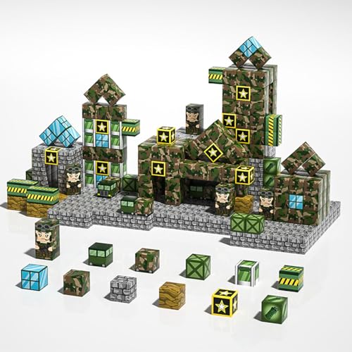 HBECCE Magnetische Bausteine Blöcke 130 Stück, Mine Welt Magnetwürfel für Kinder, STEM Montessori Magnetische Bauwelt Spielzeug ab 5 6 7 8 9 Jungen Bauspielzeugsets Geschenke von HBECCE