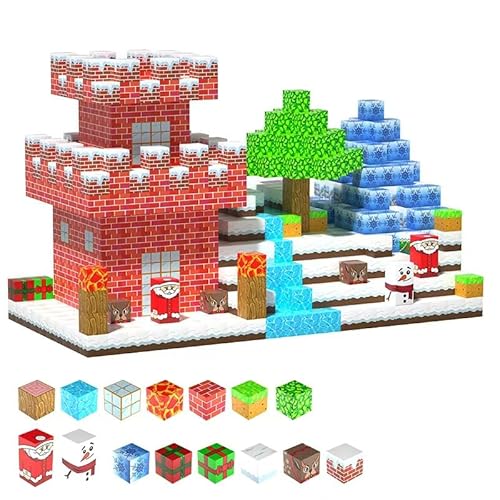 HBECCE 100 Stück Magnetblöcke Bauspielzeug, Magnet-Bauwürfel für Kinder, BAU-Mine-Magnetblöcke für Kleinkinder, STEM-Bastel-Magnetblöcke-Spiel für Jungen und Mädchen zum Geburtstag von HBECCE