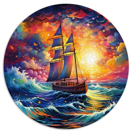 1000-teiliges Puzzle, Segelboot auf dem See, rundes Puzzle, Geschenk für Erwachsene, Papppuzzle, Denksport-Puzzle, Größe: 67,5 x 67,5 cm 1000-teiliges Puzzle, Segelboot auf dem See, rundes Puzzle, Geschenk für Erwachsene, Papppuzzle, Denksport-Puzzle, Größe: 67,5 x 67,5 cm von HBHGYMA