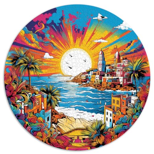 1000-teiliges Puzzle für Erwachsene, Ibiza, farbenfrohe, runde Puzzles, für Erwachsene und Kinder ab 12 Jahren, Kartonpuzzle, Heimdekoration, Puzzlespielzeug, Größe: 67,5 x 67,5 cm 1000-teiliges Puzzle für Erwachsene, Ibiza, farbenfrohe, runde Puzzles, für Erwachsene und Kinder ab 12 Jahren, Kartonpuzzle, Heimdekoration, Puzzlespielzeug, Größe: 67,5 x 67,5 cm von HBHGYMA