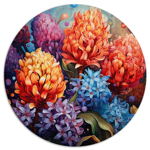 HBHGYMA 1000-teiliges Puzzle für Erwachsene, bunte Hortensien, rundes Puzzle, Geschenk, Papppuzzle, Lernpuzzle, Familienspiel, 67,5 x 67,5 cm von HBHGYMA