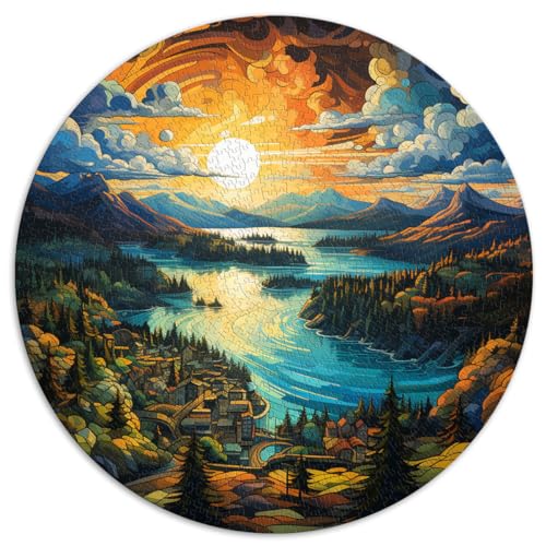 für Erwachsene, 1000-teiliges Puzzle, kreisförmiges Wörthersee-Puzzle, für Kinder ab 12 Jahren, Papppuzzle für Familienspaß und Spieleabende, Größe: 67,5 x 67,5 cm von HBHGYMA