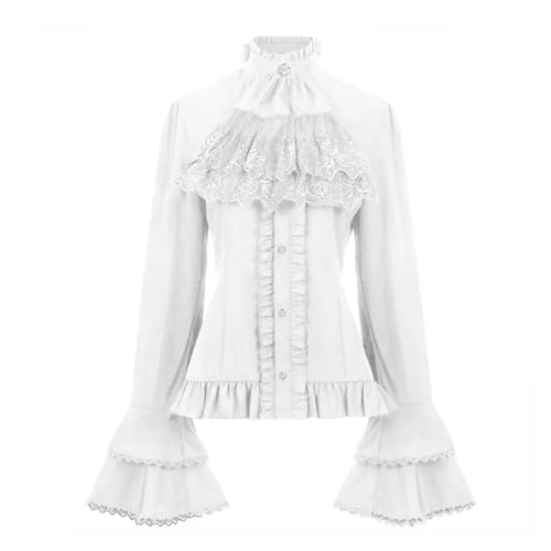 Cospay Kostüm Kleid Oben Spitze Rüschenhemd Mit Hohem Ausschnitt Für Künstlerisches, Verträumtes Rollenspiel, Oper Performance Kostüm, Retro Rollenspiel Hemd, Elegantes Theater Kostüm Top (schwarz/wei Cospay Kostüm Kleid Oben Spitze Rüschenhemd Mit Hohem Ausschnitt Für Künstlerisches, Verträumtes Rollenspiel, Oper Performance Kostüm, Retro Rollenspiel Hemd, Elegantes Theater Kostüm Top (schwarz/wei von HBQC