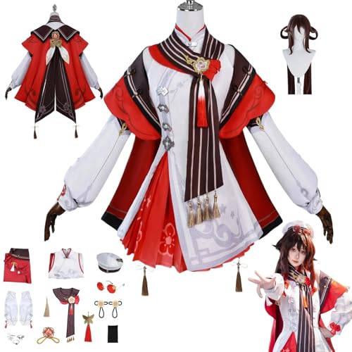 Genshin Impact Hu Tao Anime-Rollenspiel-Kostüm Cosplay Kostüm Für Perücken Für Erwachsene, Halloween-Karneval-Party von HBQC